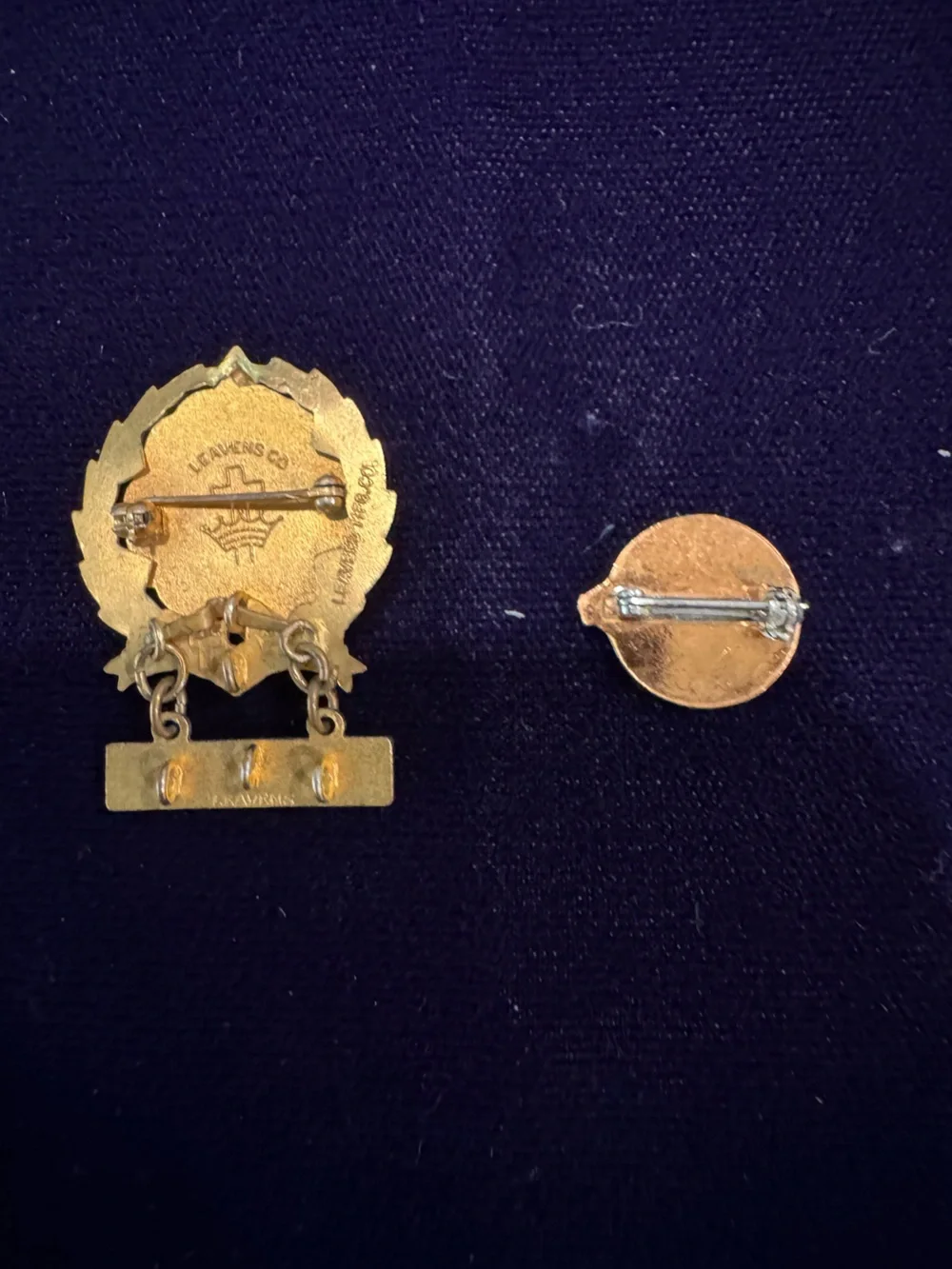 Vintage Third Year & Second Year Enamel School Badges - Blue, White, Gold
